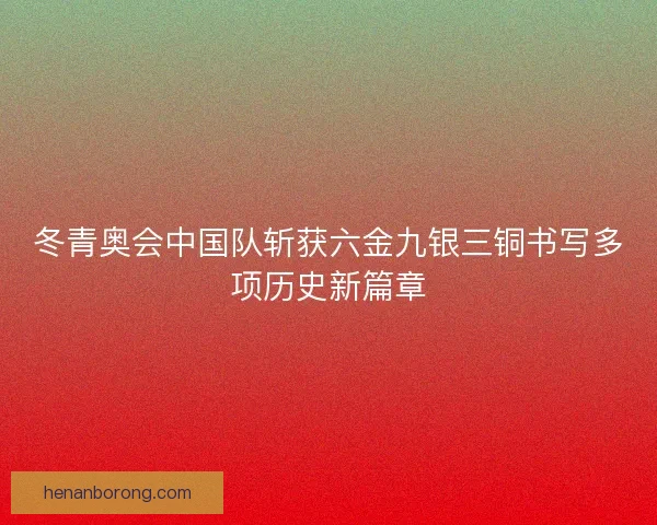 冬青奥会中国队斩获六金九银三铜书写多项历史新篇章