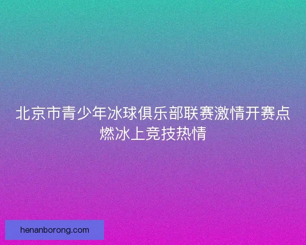 北京市青少年冰球俱乐部联赛激情开赛点燃冰上竞技热情
